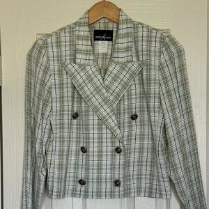 🎉HP🎉Vintage Double Breast Crop Blazer Women Sz 4 Button Front Point Collar EUC